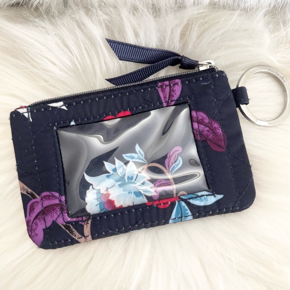 Vera Bradley Zip ID Mini Coin Wallet Key Ring Case Pouch - Picture 1 of 10